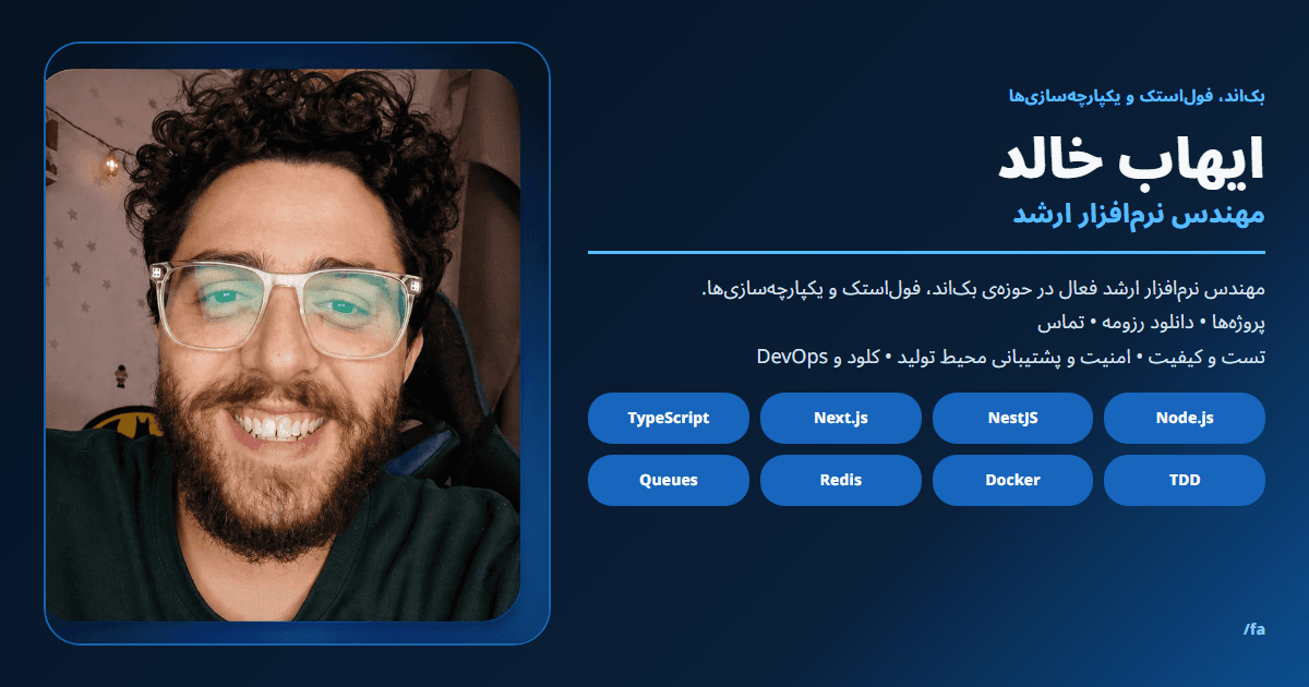 ایهاب خالد | مهندس نرم‌افزار ارشد، بک‌اند و فول‌استک